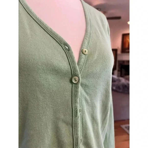 L.L.BEAN womens cardigan button up green 100% cotton size small - Picture 3 of 7